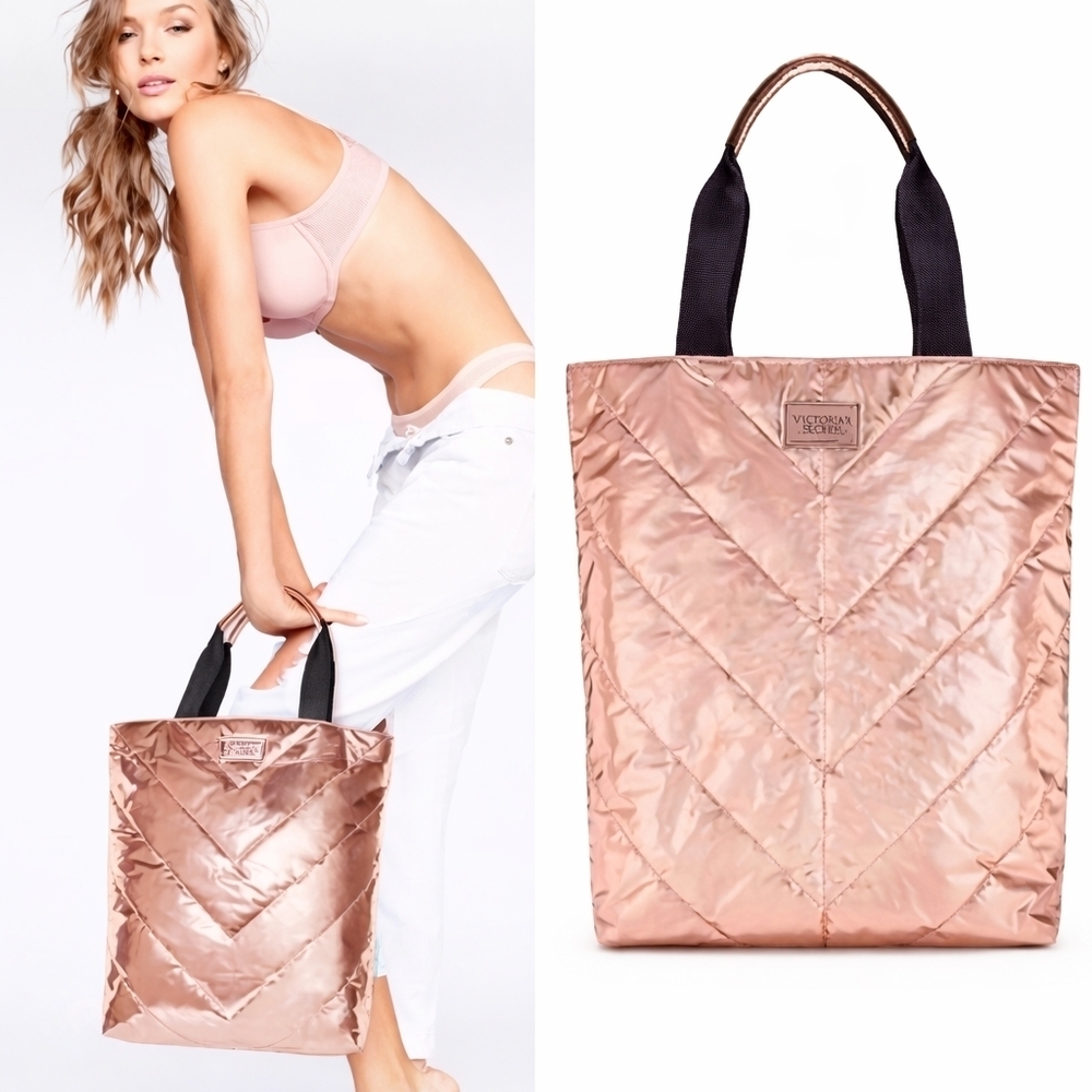 Victoria’s Secret Quilted Tote Bag NWT | Rose Gold Blush | Y2K Chic ✨